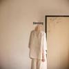 Autumn Artistic Embroidery Ramie Shirt - Zen Tea-Inspired Retro Loose Chinese Top