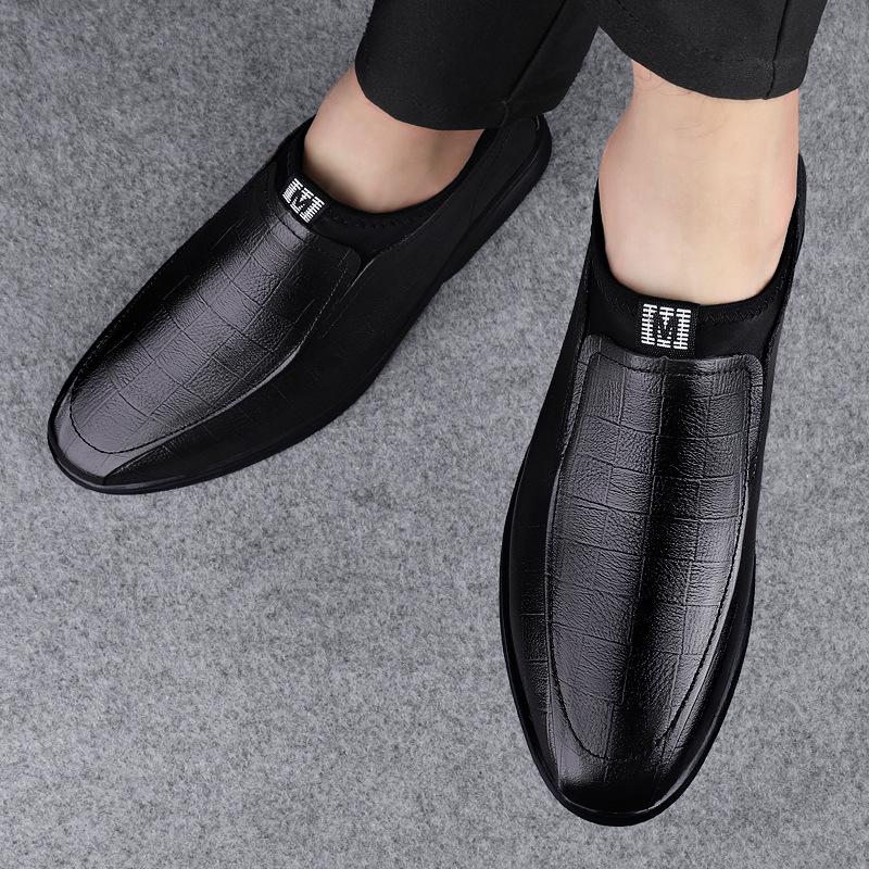Men's Shoes First Layer Cowhide Casual Shoes Autumn and Winter Low-heeled Foot Leather Shoes Men's Large Size British Style Dad Shoes