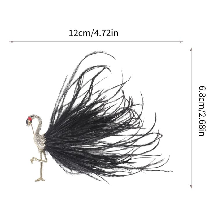 Handcrafted Sparkling Rhinestones Flamingo Pin With Feather Accessory Clothes Decoration For Party Or Casual Occasions