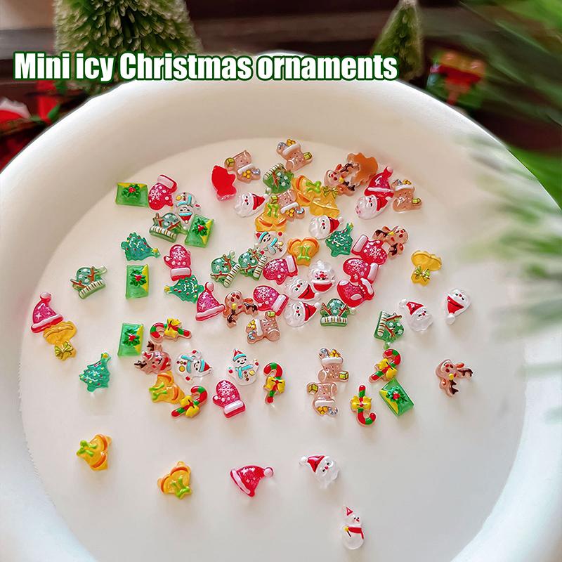 20Pcs Resin Mini Santa Cl1Aus Snowman Christmas Tree Deer Bell, Crutch Flat Back Nails Art Decor Diy Scrapbook Accessories20 Pcs