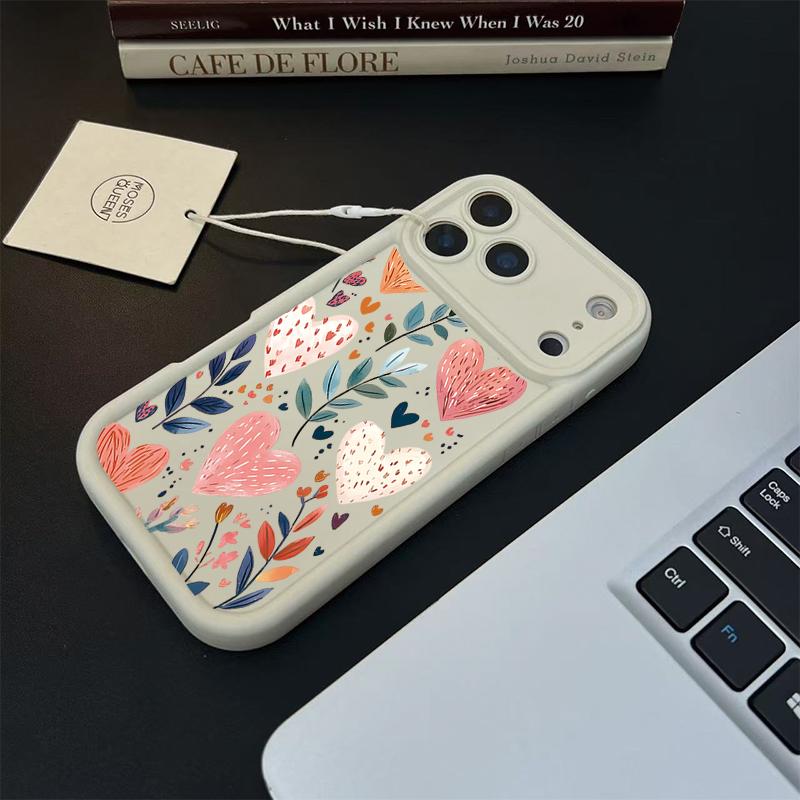 Love Heart Leaves Flower Case For Iphone 17 16 15 14 13 12 11 Pro Max 17 Air 16E Plus Silicone Matte Protection Shockproof Cover