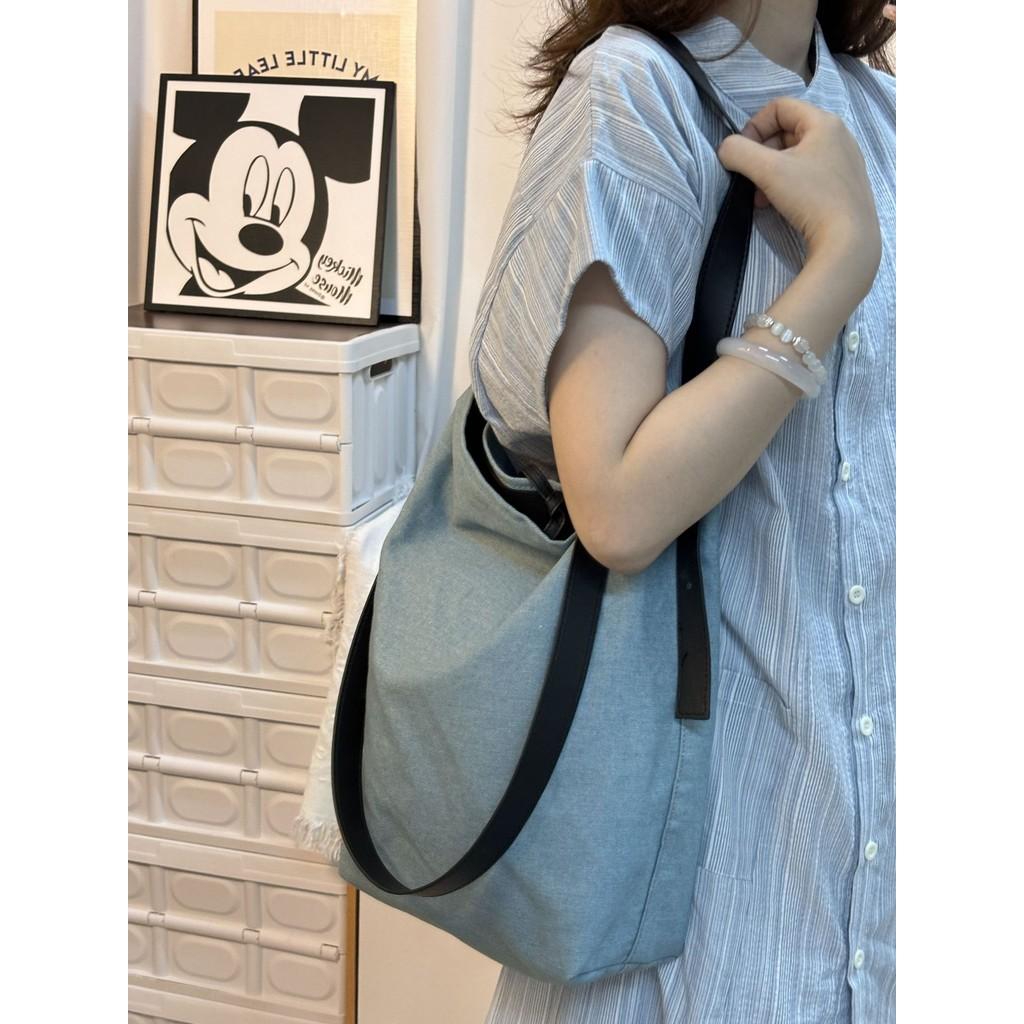 Ielgy Niche Retro Lazy Denim Tote Bag High-End Commuter All-Match Bucket Large-Capacity Messenger