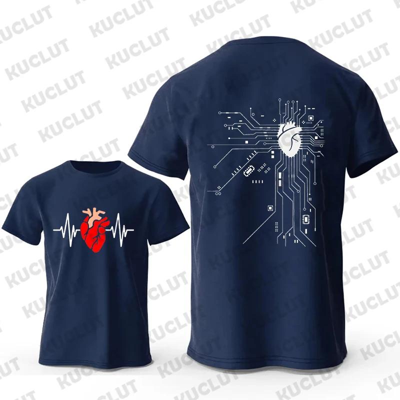 Camiseta Gráfica de Circuito de Processador CPU Masculina Verão Camiseta Placa de Circuito ECG Tops Masculinos Camisetas Fashion Frente e Verso Homme Roupas Unisex