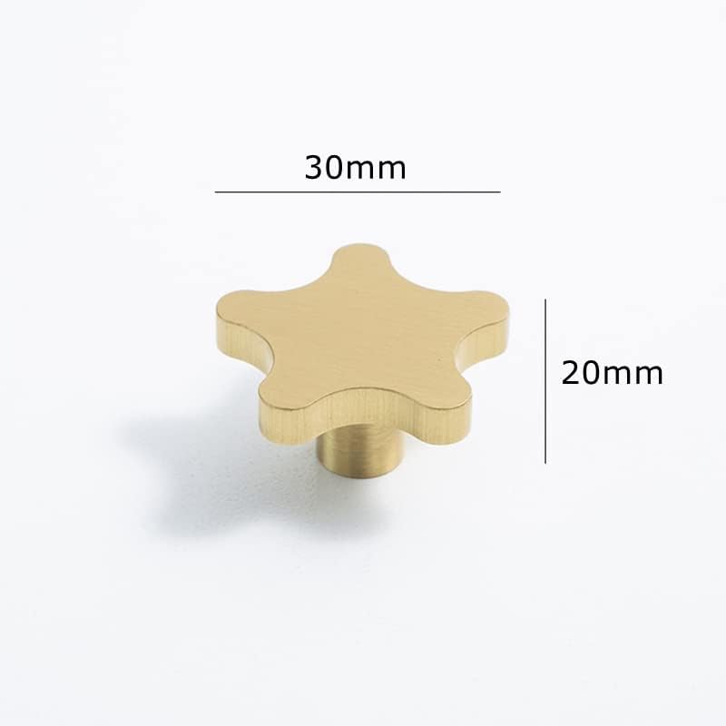 Decorative Brass Kitchen Cabinet Knobs Gold Star Drawer Dresser Knob Pulls Furniture Cupboard Handles Modern (4), Medium