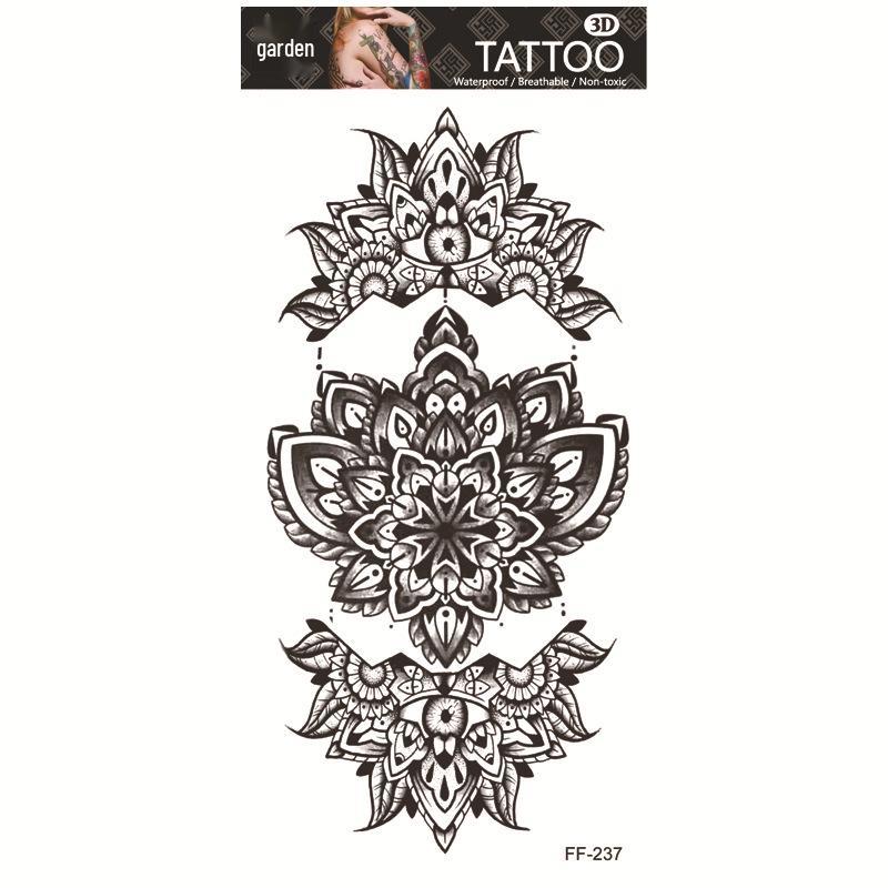 Adesivi per tatuaggi impermeabili Yuanhua - Totem con testa di lupo e disegni di testo arabo