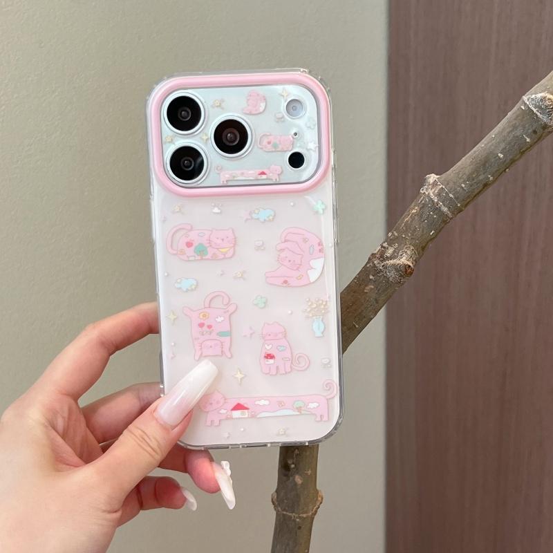 Funny Cute Cartoon Cat Phone Cover For Apple iPhone 17 Pro 16 15 14 Pro Max Case with Chain Fashion Shockproof Cases For iPhone