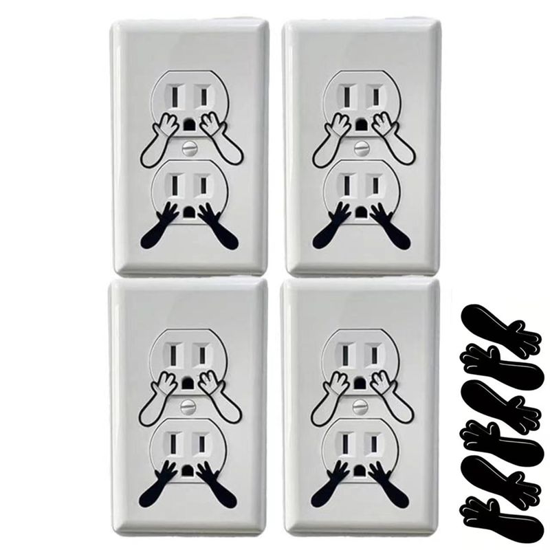 

ABWR-60PCS Funny Outlet Cover Decal Wall Outlet Sticker Pretend Electrical Outlet Sticker Hand Outlet Decals Wall Decal Gag