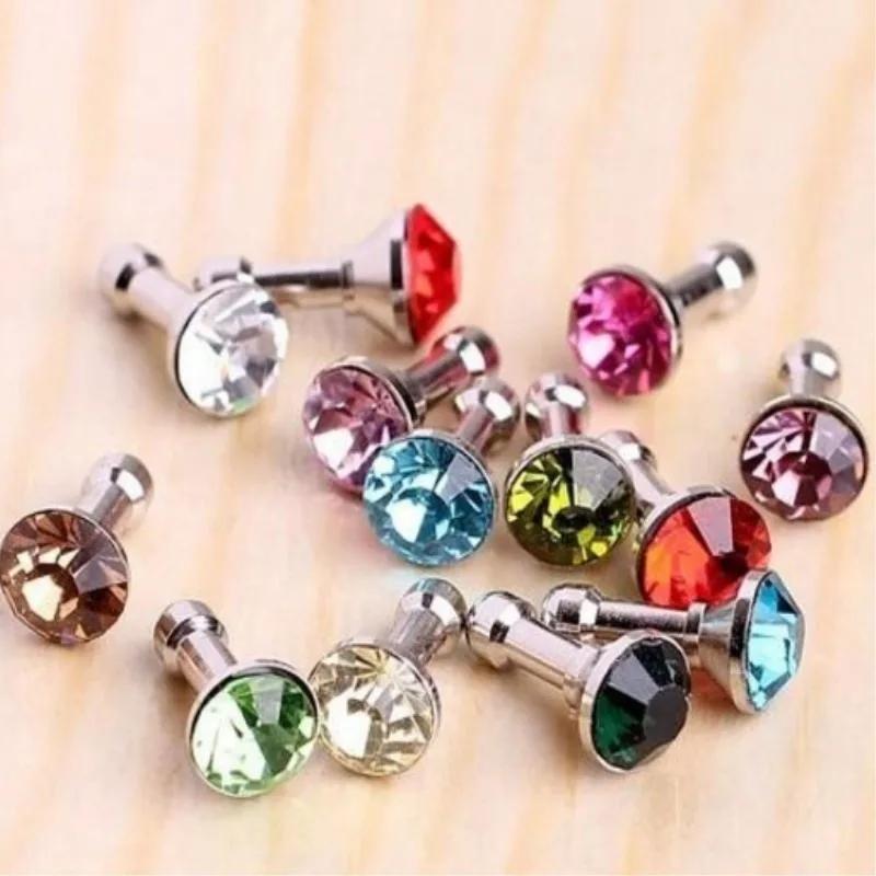 10 PIÈCES Mignon Strass Brillant Bouchon Jack Casque Audio Beau et Simple Anti-Poussière Accessoires 3.5mm