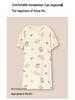 7A Women's Antibacterial Cotton Nightgown, Short Sleeve, Plus Size, Medium Length, Versatile for Outdoor Wear, Sweet Summer Home Dress