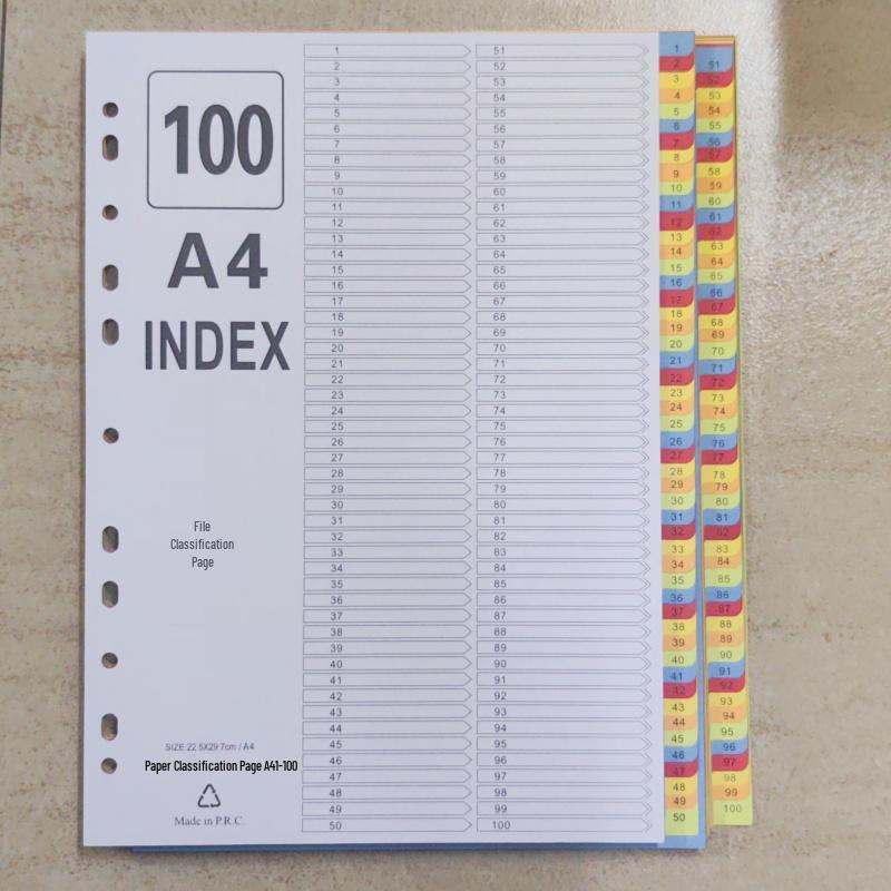 Set de separadores A4 de hojas sueltas: 12 Páginas de Índice Mensual, 50 Páginas Etiquetadas, 31 Páginas de Clasificación por Letra de Colores, Perforadas para 11 Agujeros.