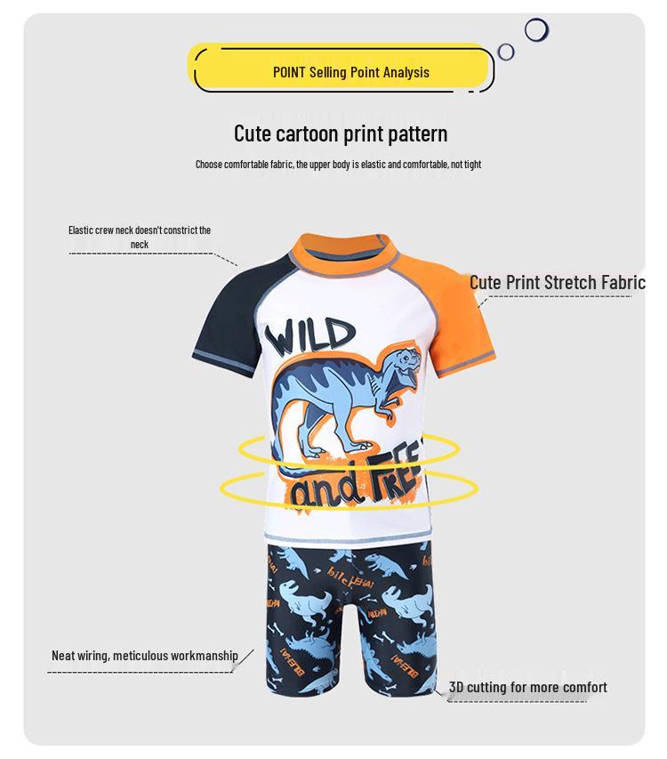 2025 Summer Boys' Teen Swimwear Set: Split Style Swimsuit & Trunks