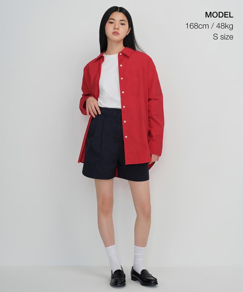 MUSINSA STANDARD WOMAN Women'S Oversized Washed Poplin Shirt [Red]