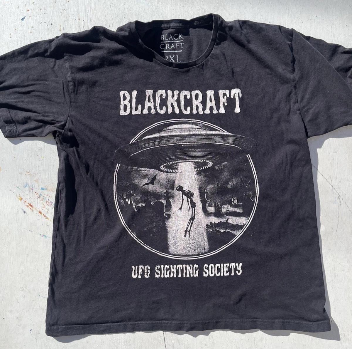 

Women s Black Craft T-Shirt Black Spaceship 2XL Aliens Magic Tarot Oversize 2XL