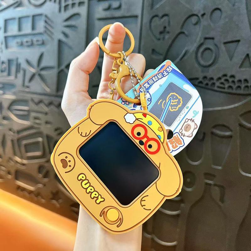 

New Mini Cat Dog Animal Graffiti Board Keychain Cute Student Schoolbag Pendant Keyring Can Be Clearing Diy Painting Keychain Toy
