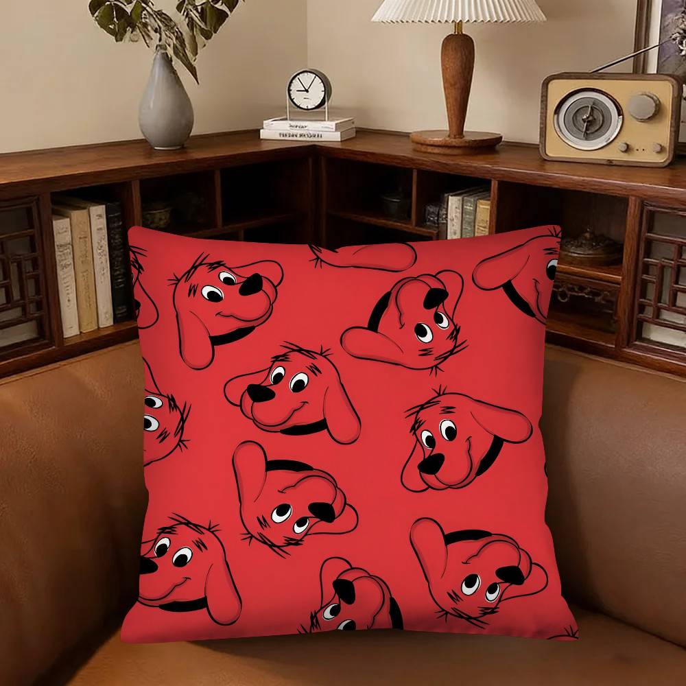Cartoon CClifford The Big Red Dog Pillow Case Fashion Square Pillowcase Bedroom Sofa Room Ins Decoration Leisure