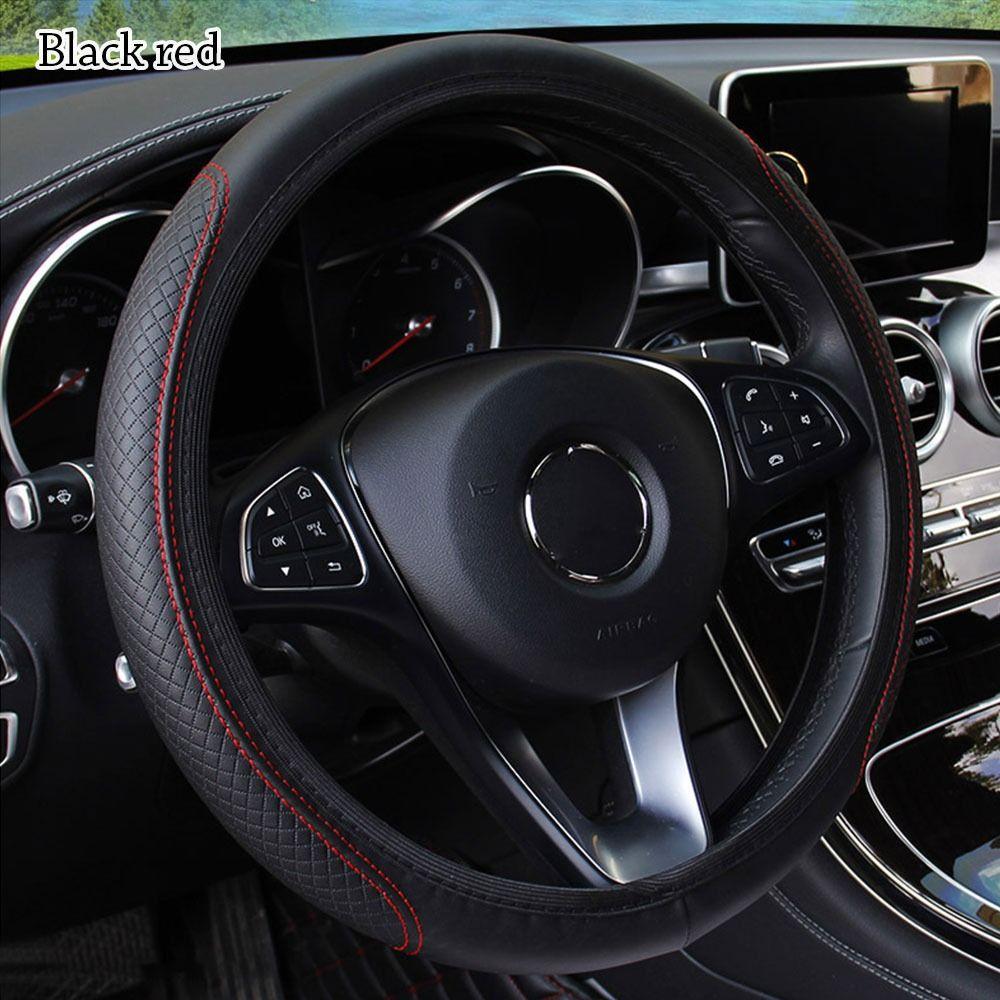 Leather Car Steering Wheel Cover Embossing Car Glove Cover Car Styling Car Accessories