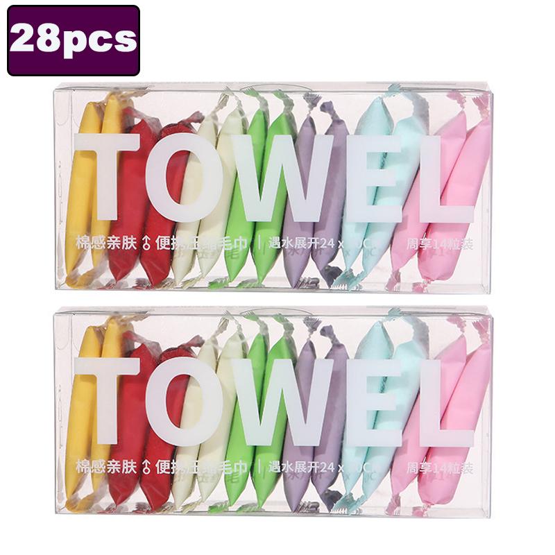 7/28pcs Disposable Washcloth Portable Travel Towel Thickened One-time Compressed Face Cleansing Beauty Square Towel