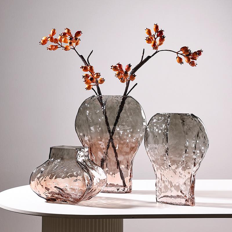 Glass Vase Golden Geometric Gradient Glass Bottle Hydroponics Terrarium Flower Vase Home Decoration Accessories