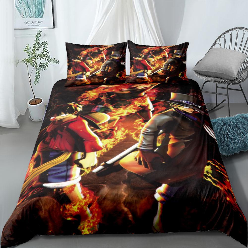Anime O-Ones Pieces Bedding Set Japanese Luffys Duvet Cover Pillowcase for Children Boys Gift Single Queen King Size