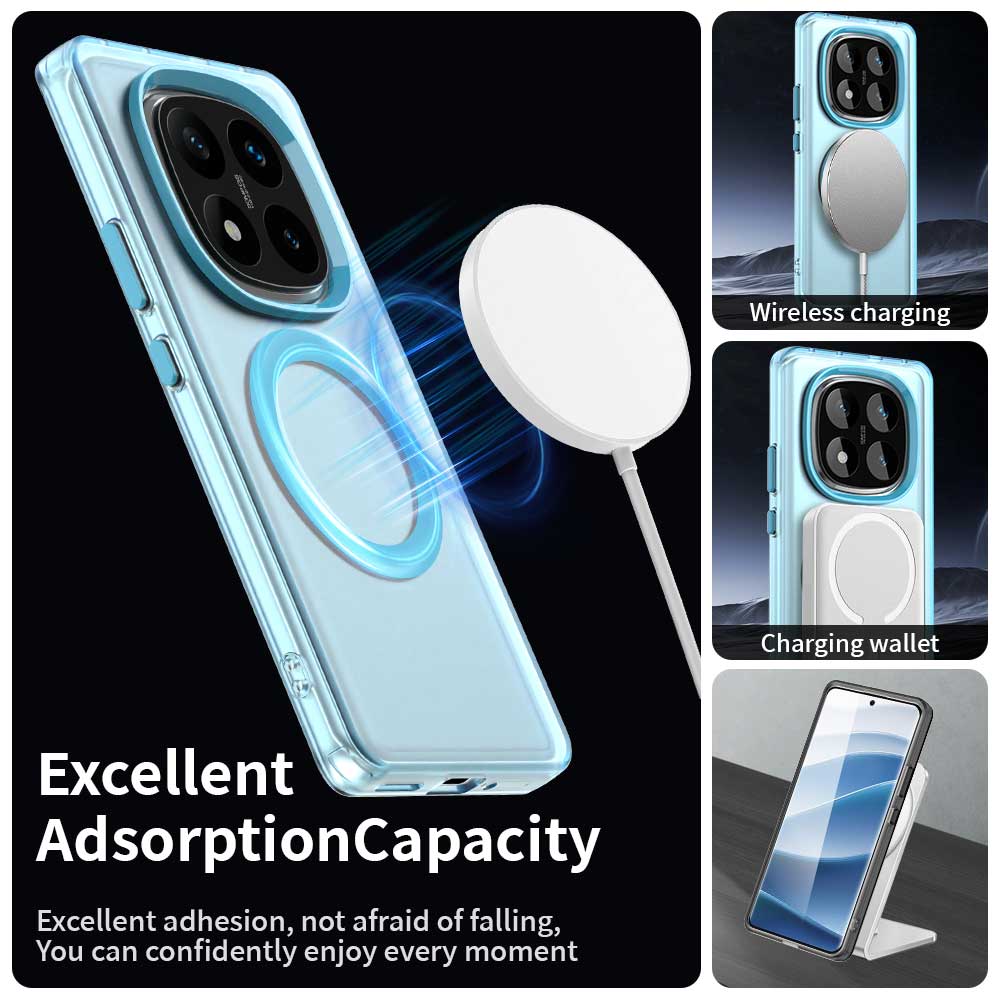 For Xiaomi Redmi Note 14 Pro 5G/Poco X7 5G Magnetic Case PC+TPU+PET Anti-Drop Phone Cover