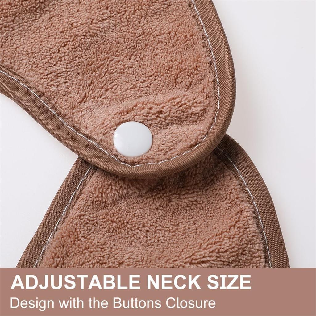 Adult Bibs Terry Bib Adjustable Clothing Protector Waterproof Towel for Elderly Eating 2 Pack
