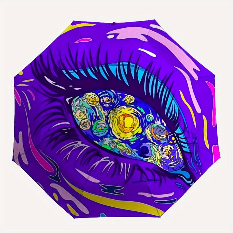 

1pc Abstract Eye Art Automatic Opening/closing Umbrella with Auto Open/Close, Windproof, Foldable Sunshade, Perfect Gift for Friends, Durabl