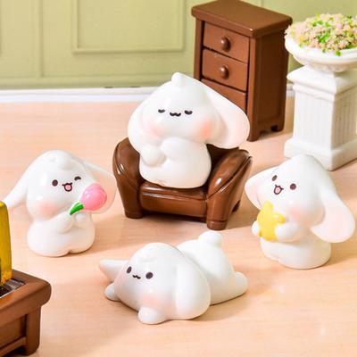 Mini Kanin Figurer Tegneserie Kanin Miniature Figurer Små Harpiks Dyr Fe Have Pynt til Dukkehus DIY Mikro Landskab
