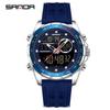 Sanda 6318 Men's Multi-Function Outdoor Sports Watch with Three-City Time, Countdown, and Waterproof Features