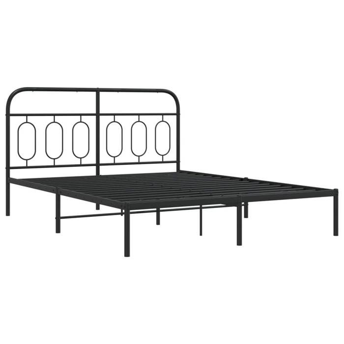 VidaXL Cadre de lit métal sans matelas avec tête de lit noir 135x190cm 377116