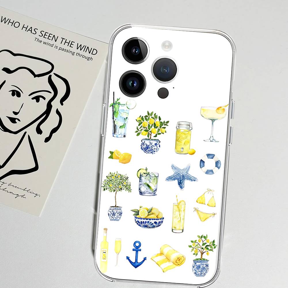 Meereslandschaft Wein Zitrone Handyhülle Für Iphone 17 16 15 11 13 14 Pro Max 7 8 Plus X Xr Xs Max Se2020 12mini Transparente Hülle