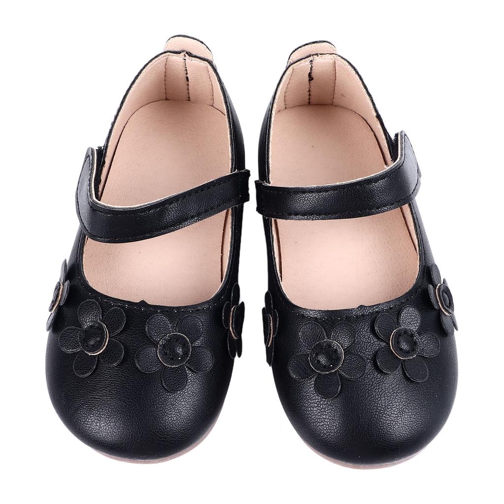 Kids PU Leather Shoes Fashionable Flower Soft Soled Comfortable Flat Dress Shoes for Party Stage