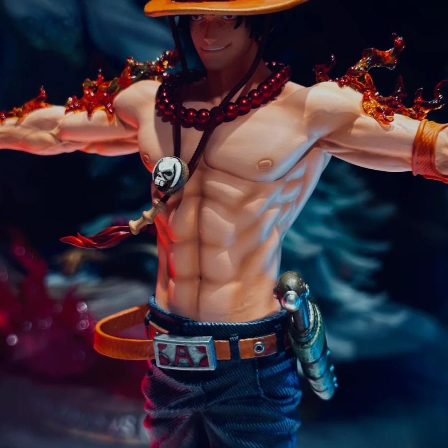 New One Piece Lx Three Brothers Cross Ace Statue Model Anime Figurine Desktop Decorative Ornament Gift