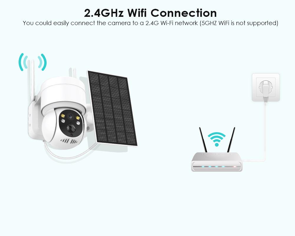 iCSee Solar-Powered PTZ Wireless Security Camera with Battery Monitor