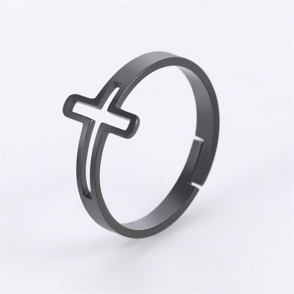 Cazador 2026 Trend Cross Ring Gold Color Open Finger Rings for Women Christian Jesus Stainless Steel Jewelry Friends Gifts New