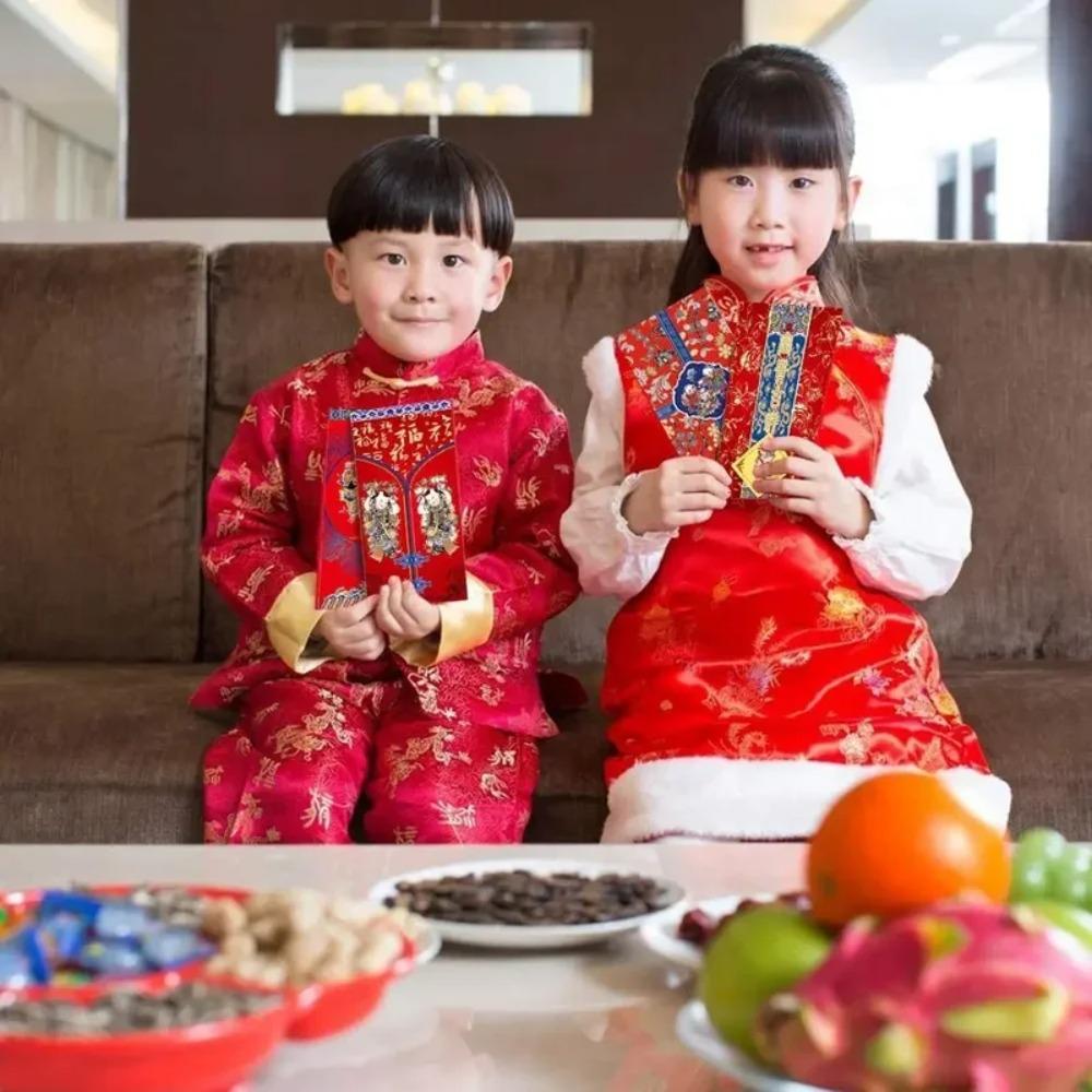 12pcs Paper Lucky Money Bless Pocket Cartoon Red Pocket Chinese Style New Year Red Envelope  Decor