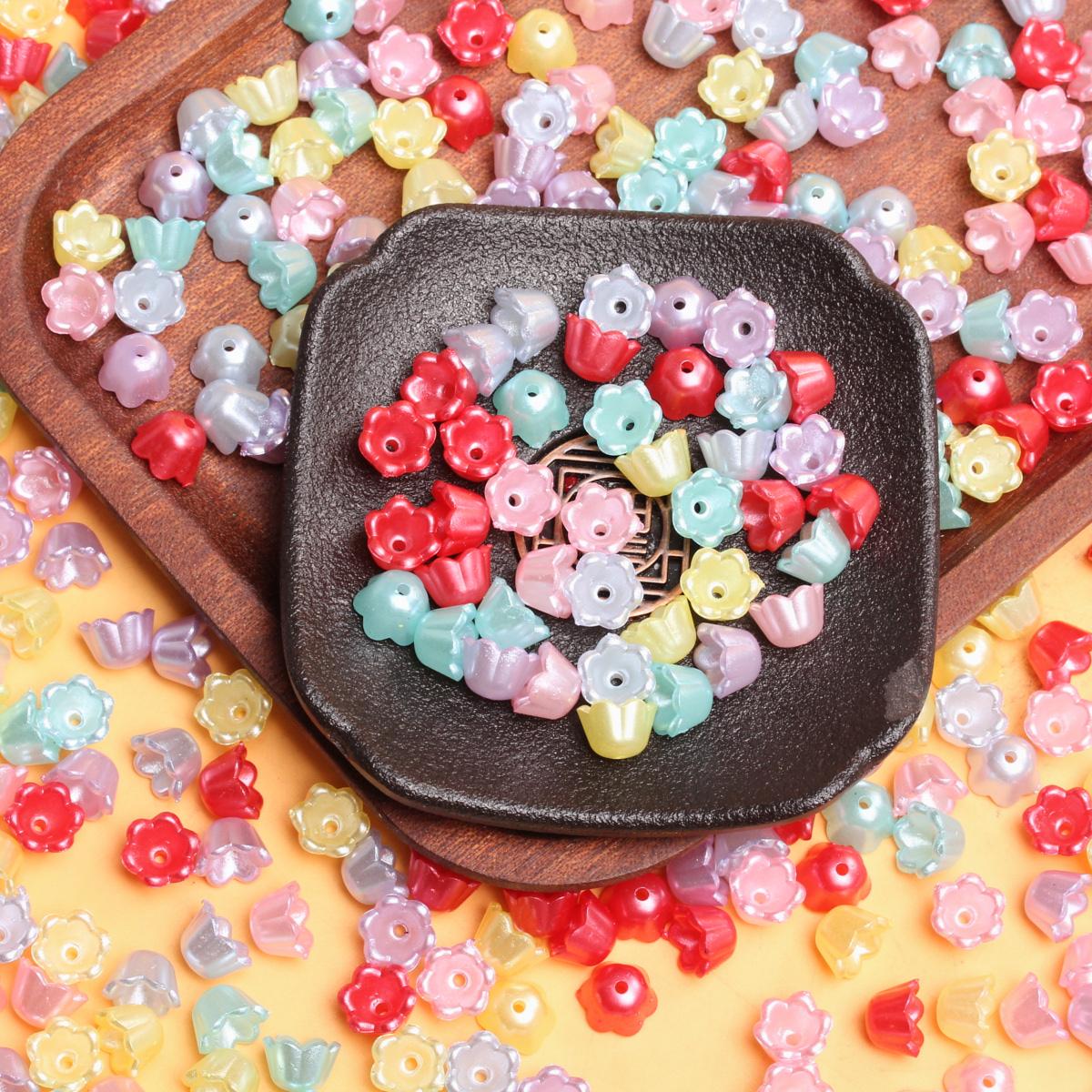 

500 г, около 1800 шт., серьги, модные цветочные сосуды «сделай сам», 9*6,7 мм, акриловые ландыши, акриловые свободные бусины