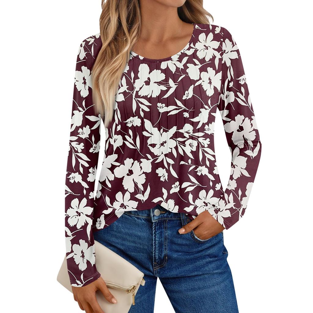 Dam Långärmade Tröjor Grafiska T-shirts Vardagliga Bas Toppar Pullovrar