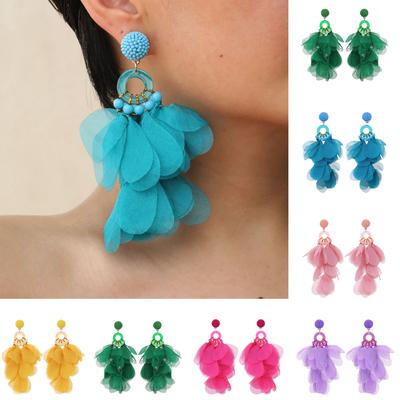 Fashion Women Statement Big Earrings Bohemian Holiday Party Fabric Long Tassel Drop Dangle Earring Handmade Charm Trendy Jewelry