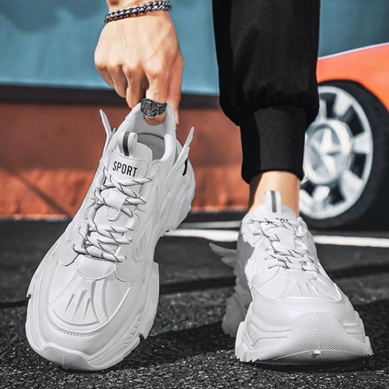 Fashion Men's Women Chunky Sneakers Fashion Versatile Leather Casual Sport Shoes Damping Wear-resistant Training Shoe Zapatillas Mujer