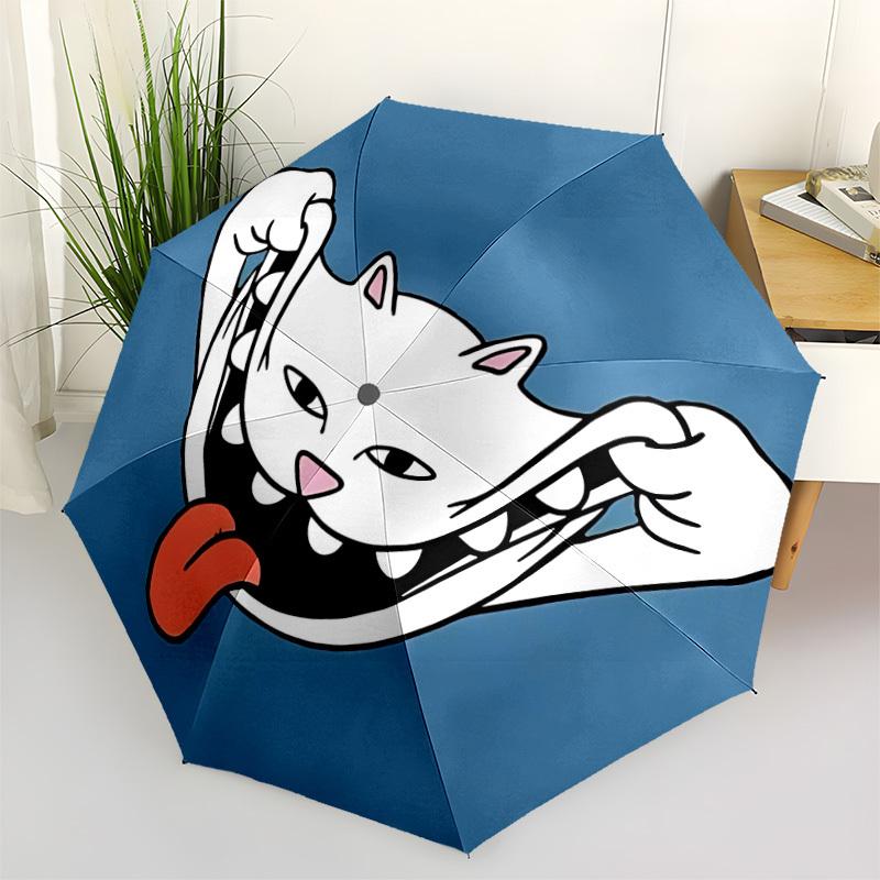 1pc Cat Face Automatic Opening/closing Umbrella with Auto Open/Close, Windproof, Foldable Sunshade yy250811160