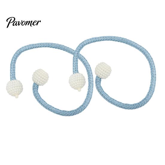 Elegant Curtain Holdbacks 1 Pair Faux Pearl Tiebacks, Beaded Holdbacks, No Hole Accessories Woven Rope Decorative Drapery Holders for Living