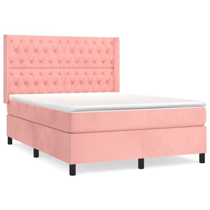 Maison Exclusive - Sommier à lattes de lit avec matelas Rose 140x200 cm Velours