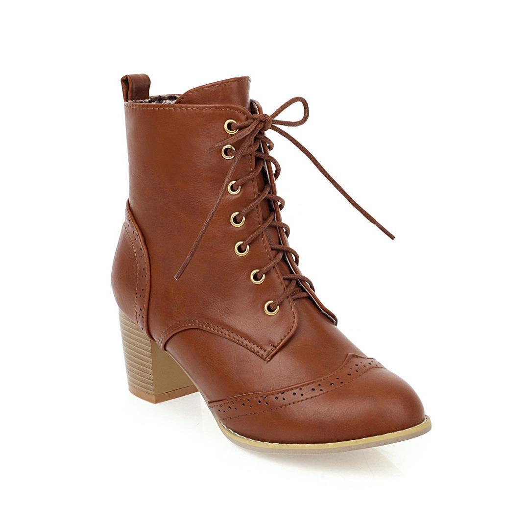 

2024 Classics Women s Boots Ankle Retro Carved Front Tie Middle Heel 5.5CM Square Heel Front Tie Fashion Dress Party Women Shoes 33 жовтий