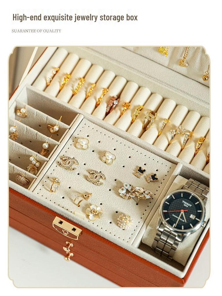 Locked Multi-Layer Jewelry Organizer: Anti-Oxidation Storage for Earrings, Necklaces, and Rings