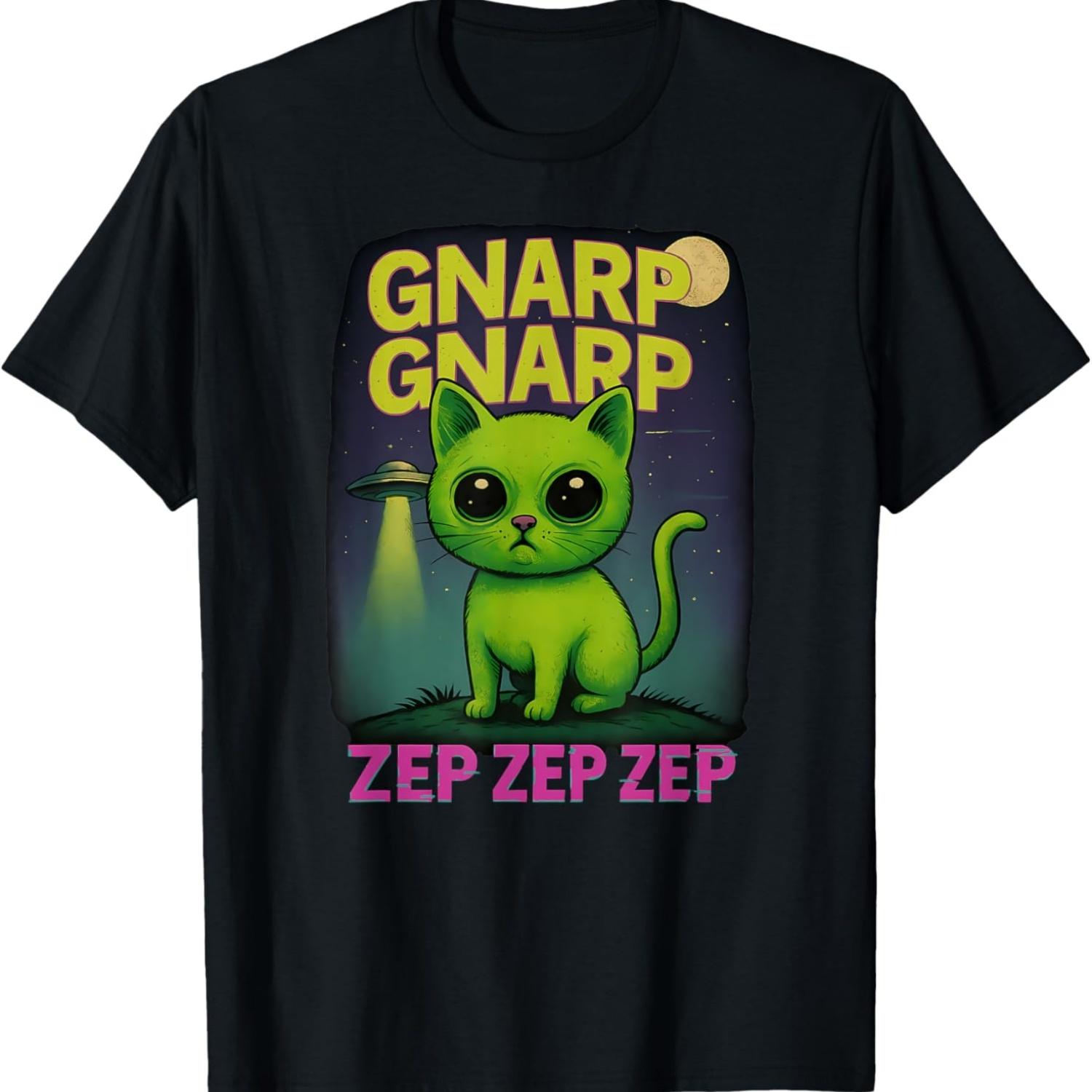Gnarp Cat Silly Alien Cat Meme Cat Ufo Meme Funny Surprised T-Shirt S чёрный