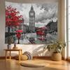 London Big Ben Red Bus Travel Tapestry Wall Hanging Art Poster Decor Polyester Material UK Cityscape Home Room Decoration Gift