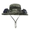 Dual fan solar hat summer outdoor mountaineering fishing sun protection visor hat camouflage big eaves men's bucket hat