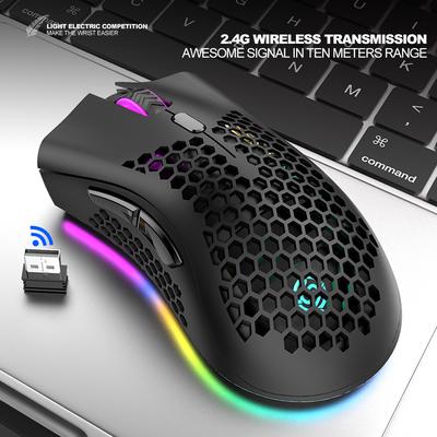 Ratón para juegos recargable BM600, receptor USB de 2,4 GHz, conexión inalámbrica, 1600DPI, ajustable, panal hueco