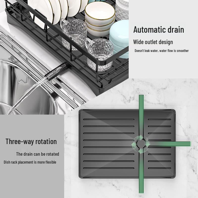 Verbessertes Multifunktionales Küchengeschirrabtropfgestell für Spüle oder Arbeitsplatte