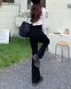 Women's American Retro Brown High-Waist Flared Jeans - Fall 2023 Trend